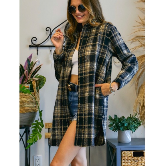 Long Flannel Plaid Shirt - Picture 2 of 6